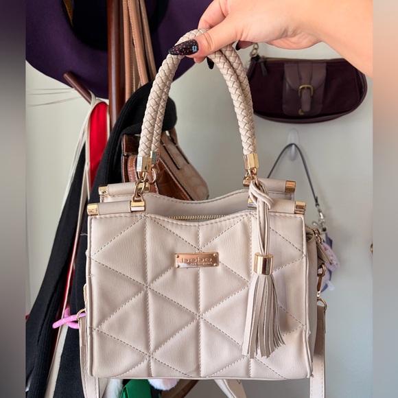 BEBE Beige Quilted Handbag with Tassel - Picture 2 of 2